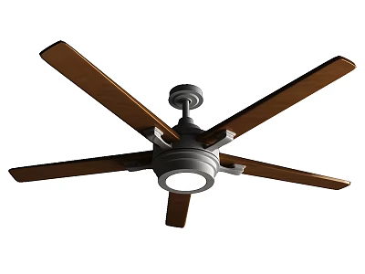 Modern Ceiling Fan Light With Five Wooden Blades And Central Light Fixture 3d model