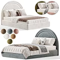 Soft Upholstered Kids Bed With Curved Headboard Beige Brown Colors Pillows And Quilted Bedding