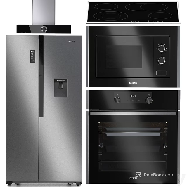 Stainless Steel Refrigerator And Black Microwave Oven As Daily Appliances 3d model 