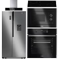 Stainless Steel Refrigerator And Black Microwave Oven As Daily Appliances