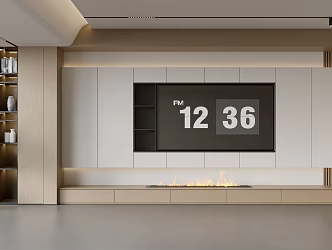 Modern TV Background Wall Modern Decoration Balcony Cabinet Living Room Cabinet Wooden Decorative Background Wall 3d model