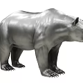 Lifelike Gray Metallic Bear Sculpture With Detailed Features And Realistic Posture