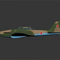 Camouflage Model Airplane With Red Nose Green And Brown Paint And Red Star On Tail