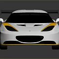 Sleek White Race Car With Yellow Green Stripes And Number 124 Rear Spoiler