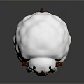 Adorable Cartoon Sheep With White Curly Wool Brown Head And Yellow Eyes