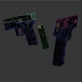 Two Black Pistols With Magazine In Detailed Display On Gray Background