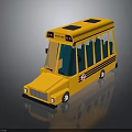 Yellow School Bus 3D Model With Blue Windows Black Roof And Passenger Seats