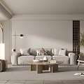 Quiet Living Room Sofa Lazy Sofa Floor Lamp Ornaments 3d model