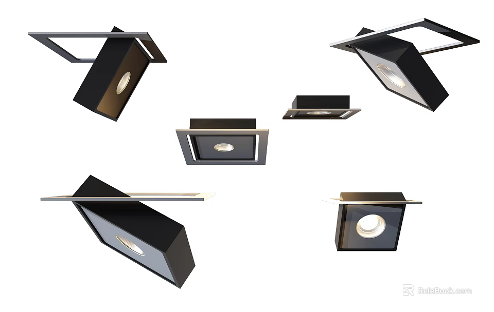 Sleek Black Downlights and Spotlights for Modern Home Ceiling Lighting Design 3d model