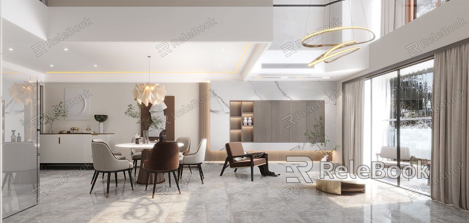 Light Luxury Duplex Living Room Guest Dining Room model