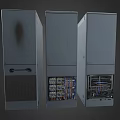 Three Server Racks With Network Equipment And Organized Cables Technical Setup