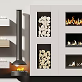 Modern Fireplace Designs With Wood Storage And Flaming Fire Features In Various Styles