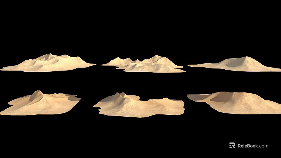 Stunning Desert Landscape With Rolling Sand Dunes Against Dark Background 3d model 