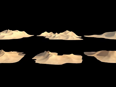 Stunning Desert Landscape With Rolling Sand Dunes Against Dark Background 3d model