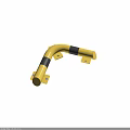 Yellow L Shaped Protective Guard Rail With Black Stripes And Mounting Brackets