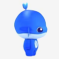 Cute Blue Whale Shaped Doll With Big Eyes Leaf Top And Chest Water Drop Design