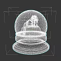 Decorative Snow Globe Featuring Small House Tree And Snow On Black Base