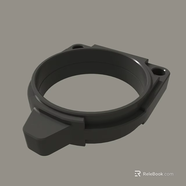 Black Industrial Mechanical Ring Part With Mounting Holes And Flange Structure 3d model 