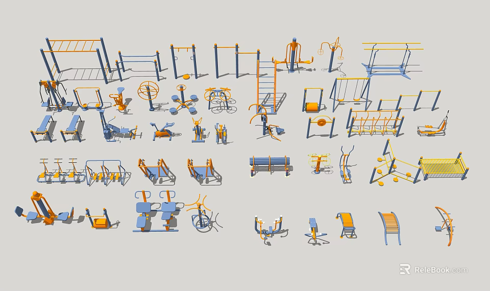 Different Types Of Sports Equipment For Gym And Outdoor Training Activities 3d model 