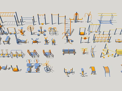 Different Types Of Sports Equipment For Gym And Outdoor Training Activities 3d model