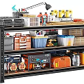 Multi Tier Industrial Storage Shelf Organized With Toolboxes Storage Bins Tools And Boxes
