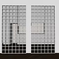 Modern Metal Room Divider With Square Grid Design And Reflective Surface Panels 3d model