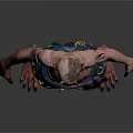 Fantasy Mythical Creature Character with Horned Head Tattoos Traditional Cloth and Ankle Ornaments Design