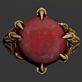 Ornate Gold Ring Featuring Red Gemstone And Intricate Dragon Claw Design