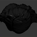 Stylized 3D Character Head Design With Short Black Hair Small Horns And Serious Facial Expression