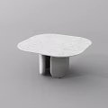 Modern Coffee Table With White Marble Irregular Top And Double Support Base 3d model
