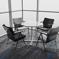 Modern Round White Table And Chair Set With Four Black Gray Chairs In Office Space