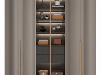 Modern Wardrobe Design With Glass Doors Wooden Shelves And Storage Drawers 3d model