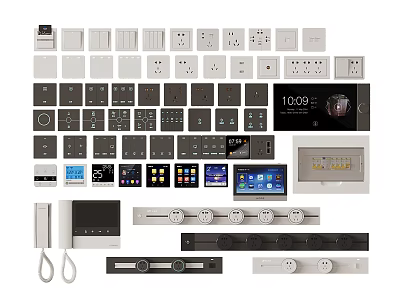 Modern Smart Switch Panels with Various Designs Colors and Digital Displays for Home Office Use 3d model