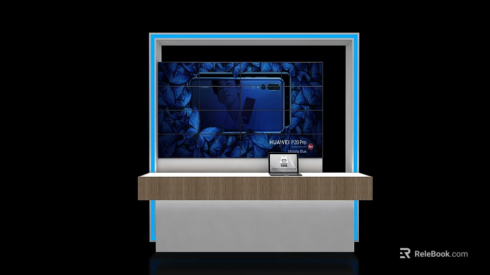 Exhibition Island Design With Modern Display Screen And Product Showcase In Hall 3d model 