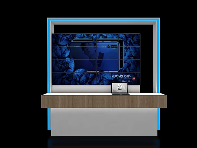 Exhibition Island Design With Modern Display Screen And Product Showcase In Hall 3d model