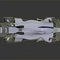 Futuristic Silver Race Car With Blue Accents And Sleek Aerodynamic Body Design