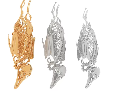 Stylish Decorative Ornament Set With Gold Silver Finish And Intricate Sculptural Design For Home Decor 3d model