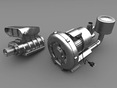 Industrial Equipment With Electric Motor Metal Pump And Mechanical Drive Components 3d model