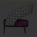 Modern Purple Accent Chair With Curved Backrest Upholstered Fabric And Metal Legs