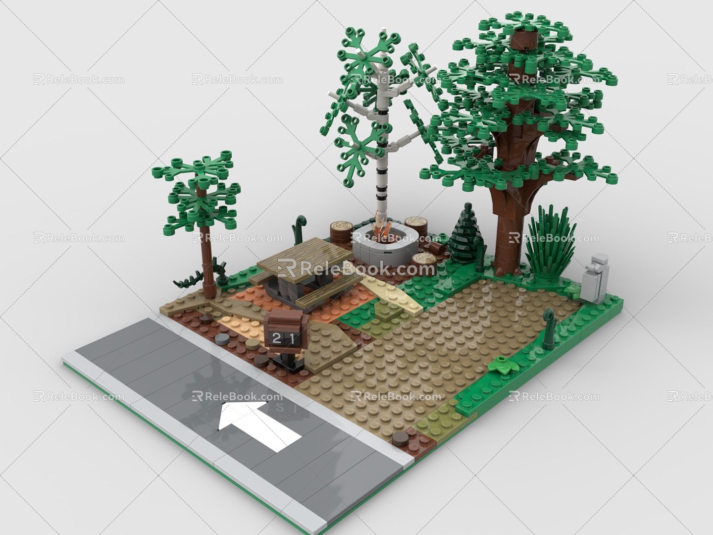 LEGO Toy Blocks Park Scene Plants Forest Trees Greening 3d model