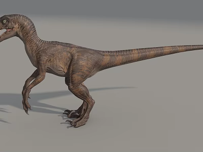 Realistic Standing Reptile Dinosaur With Brown Skin Long Tail And Sharp Claws 3d model