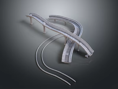 Modern Curved Bridge And Track Structure With Architectural Design And Smooth Lines 3d model
