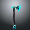 Modern Axe Weapon with Blue Hexagonal Pattern Black Handle and Futuristic Design