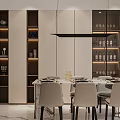 Modern Living Dining Room Interior Design With TV Wall Sofa Dining Table And Decorative Shelves