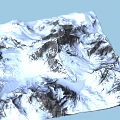 Garden Landscape Design with Snow Covered Mountain Peaks and Scenic Terrain