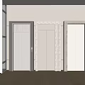 Modern Elevator Doors Design With Marble Panels And Recessed Lighting In Contemporary Hallway