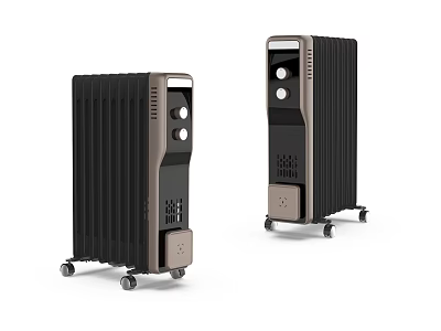 Modern Portable Electric Heaters With Control Panel And Wheels In Black Brown 3d model