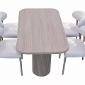 Modern Rectangular Wooden Dining Table Set With Four White Chairs And Metal Legs 3d model