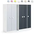 Modern White And Dark Grey Wardrobe With Multiple Doors And Simple Square Handles 3d model