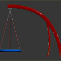 Red Curved Frame Blue Net Swing Outdoor Playground Furniture Design
